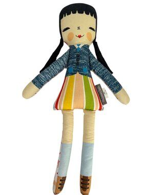 The Land Of Nod Fabric Doll Unicorn Back Design School Girl Academia Dark Hair